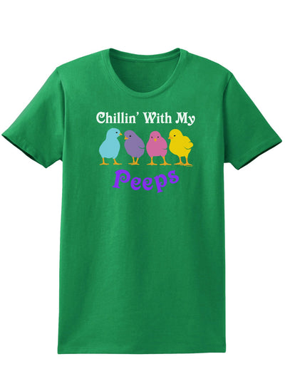 Chillin With My Peeps Easter Womens Dark T-Shirt - Ladies-TooLoud-Kelly-Green-X-Small-Davson Sales