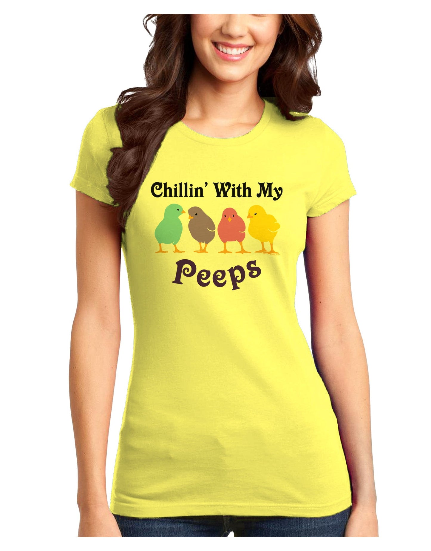 Chillin With My Peeps Juniors T-Shirt-Womens Juniors T-Shirt-TooLoud-Yellow-Juniors Fitted X-Small-Davson Sales