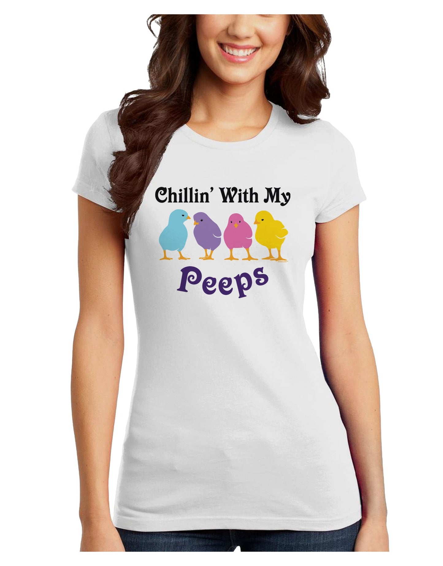 Chillin With My Peeps Juniors T-Shirt-Womens Juniors T-Shirt-TooLoud-White-Juniors Fitted X-Small-Davson Sales