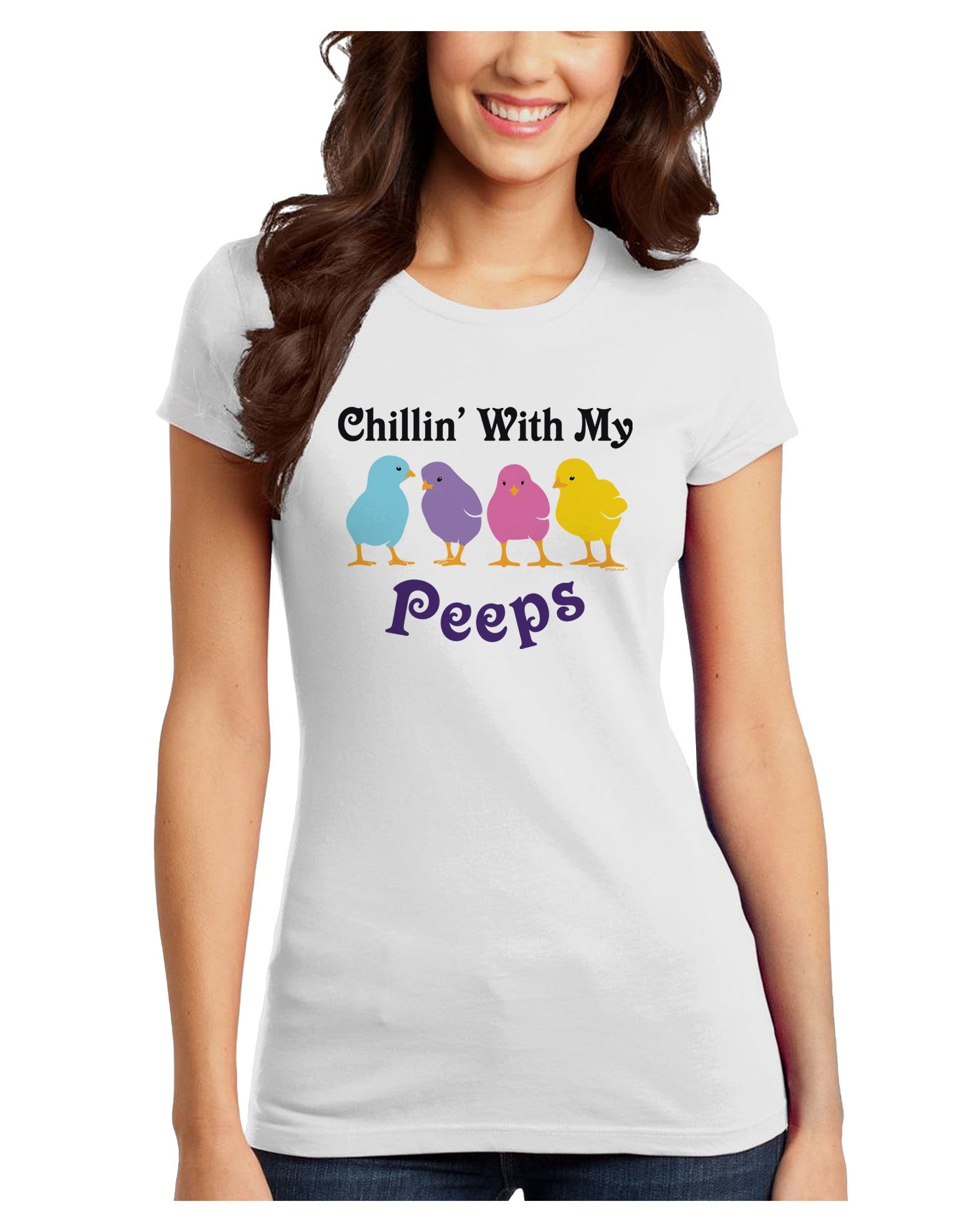 Chillin With My Peeps Juniors T-Shirt-Womens Juniors T-Shirt-TooLoud-White-Juniors Fitted X-Small-Davson Sales