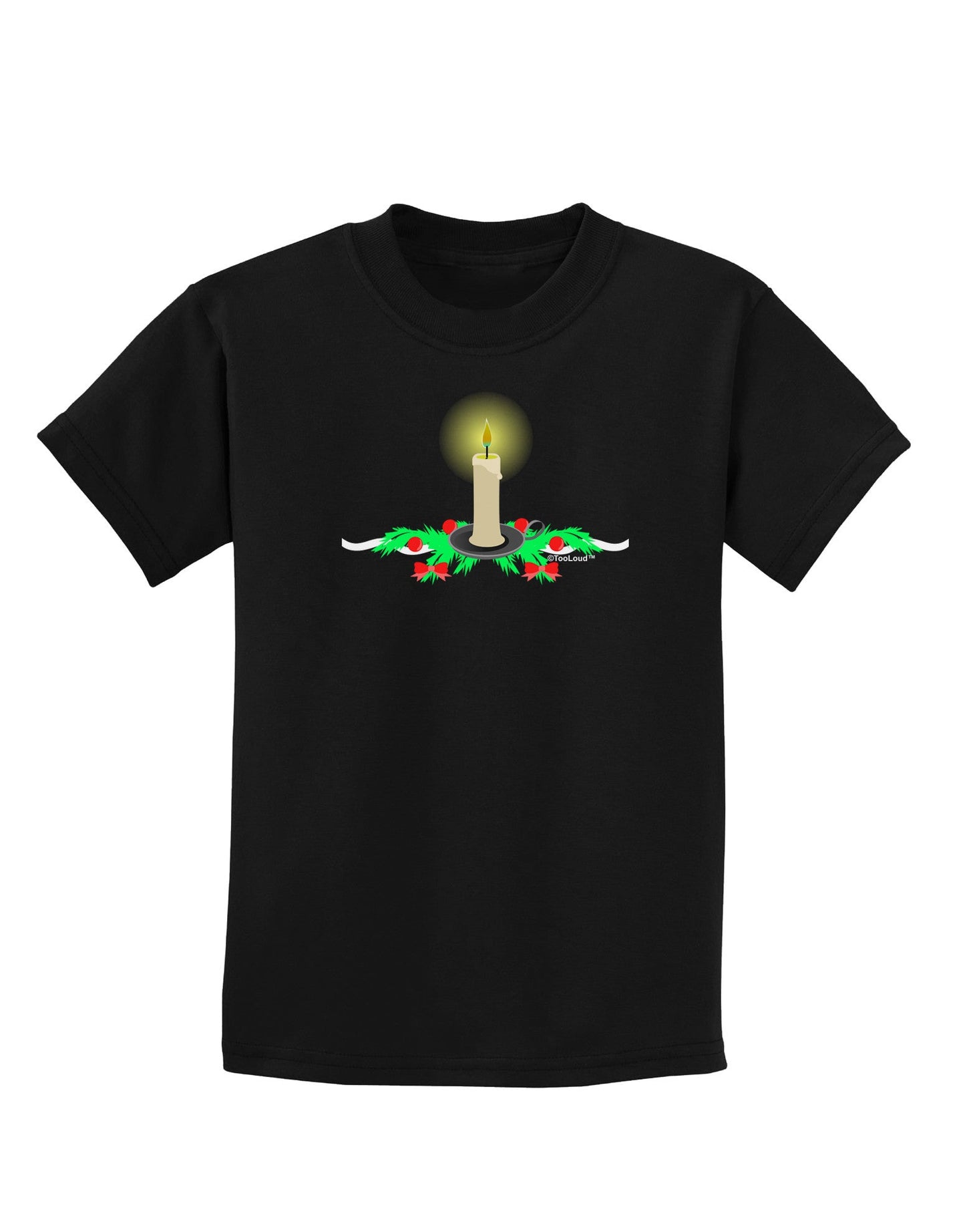 Chirstmas Candle Childrens Dark T-Shirt-Childrens T-Shirt-TooLoud-Black-X-Small-Davson Sales