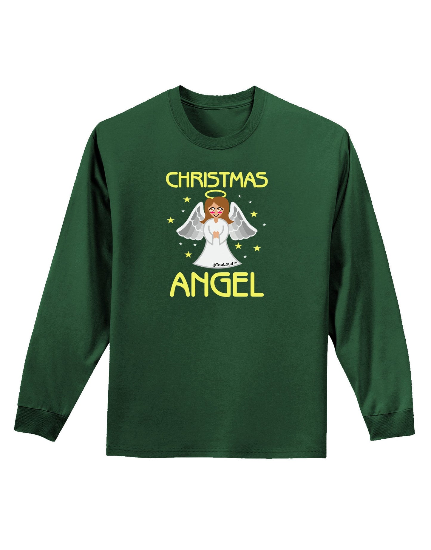 Christmas Angel Adult Long Sleeve Dark T-Shirt-TooLoud-Dark-Green-Small-Davson Sales