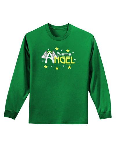 Christmas Angel Text Adult Long Sleeve Dark T-Shirt-TooLoud-Kelly-Green-Small-Davson Sales