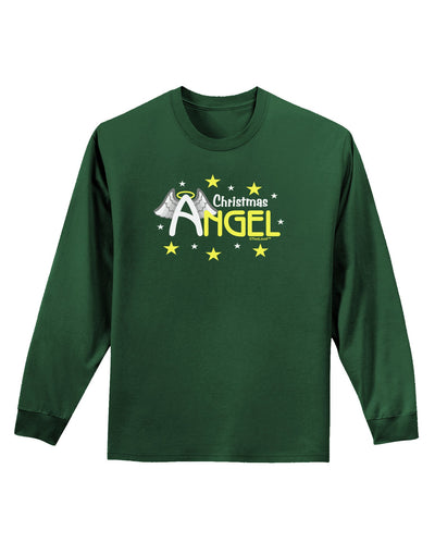 Christmas Angel Text Adult Long Sleeve Dark T-Shirt-TooLoud-Dark-Green-Small-Davson Sales