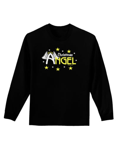 Christmas Angel Text Adult Long Sleeve Dark T-Shirt-TooLoud-Black-Small-Davson Sales