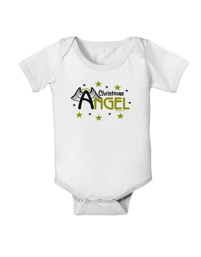 Christmas Angel Text Baby Romper Bodysuit-Baby Romper-TooLoud-White-06-Months-Davson Sales