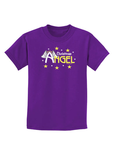 Christmas Angel Text Childrens Dark T-Shirt-Childrens T-Shirt-TooLoud-Purple-X-Small-Davson Sales