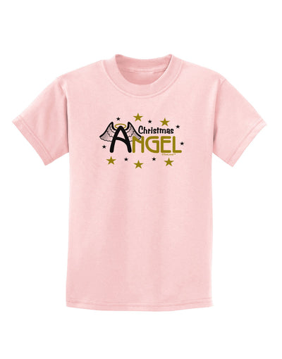 Christmas Angel Text Childrens T-Shirt-Childrens T-Shirt-TooLoud-PalePink-X-Small-Davson Sales
