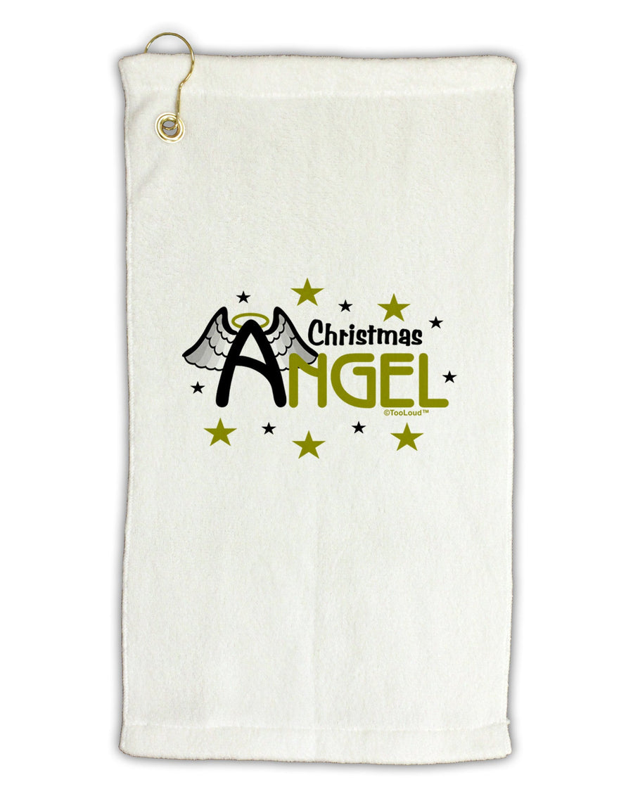 Christmas Angel Text Micro Terry Gromet Golf Towel 16 x 25 inch-Golf Towel-TooLoud-White-Davson Sales