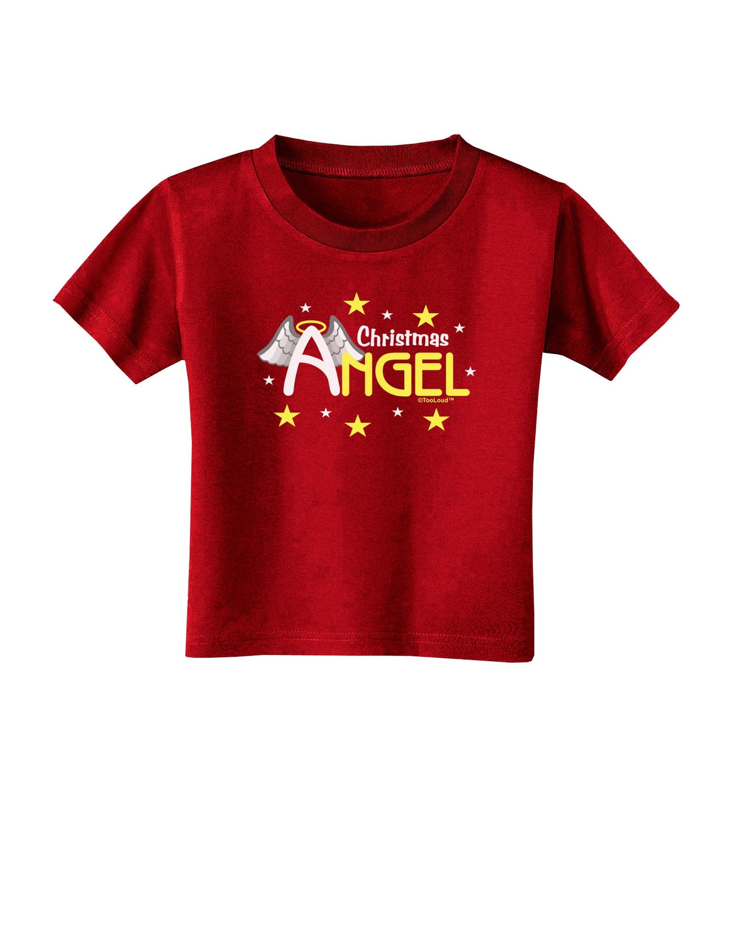 Christmas Angel Text Toddler T-Shirt Dark-Toddler T-Shirt-TooLoud-Red-2T-Davson Sales