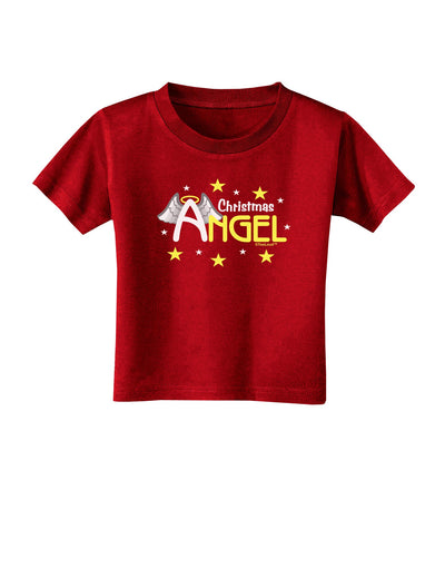 Christmas Angel Text Toddler T-Shirt Dark-Toddler T-Shirt-TooLoud-Red-2T-Davson Sales