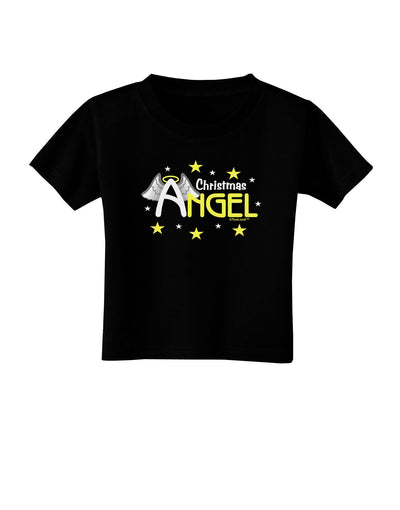 Christmas Angel Text Toddler T-Shirt Dark-Toddler T-Shirt-TooLoud-Black-2T-Davson Sales