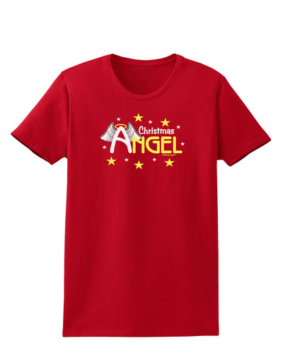 Christmas Angel Text Womens Dark T-Shirt-TooLoud-Red-X-Small-Davson Sales