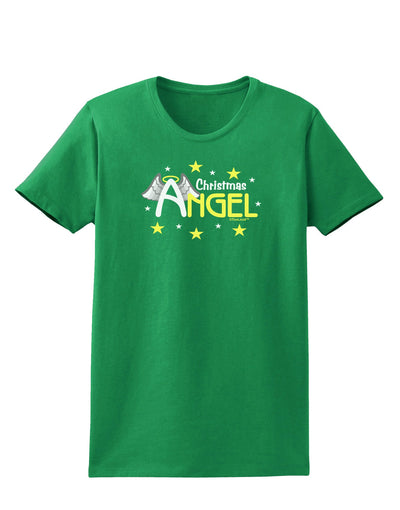 Christmas Angel Text Womens Dark T-Shirt-TooLoud-Kelly-Green-X-Small-Davson Sales