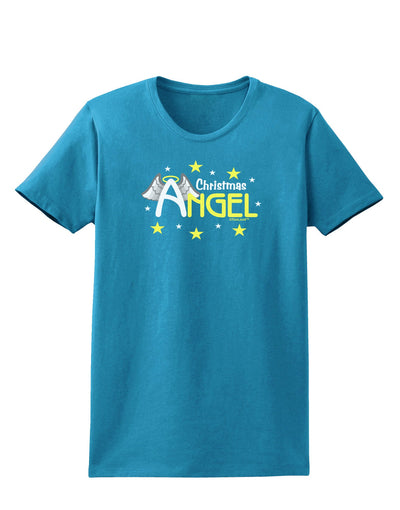 Christmas Angel Text Womens Dark T-Shirt-TooLoud-Turquoise-X-Small-Davson Sales