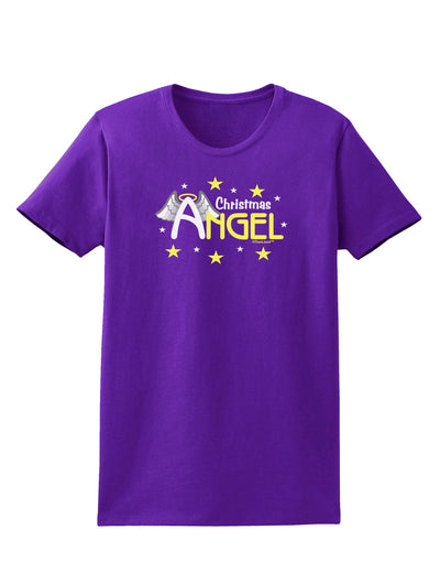 Christmas Angel Text Womens Dark T-Shirt-TooLoud-Purple-X-Small-Davson Sales