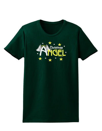 Christmas Angel Text Womens Dark T-Shirt-TooLoud-Forest-Green-Small-Davson Sales