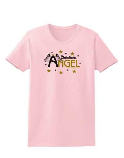 Christmas Angel Text Womens T-Shirt-Womens T-Shirt-TooLoud-PalePink-X-Small-Davson Sales