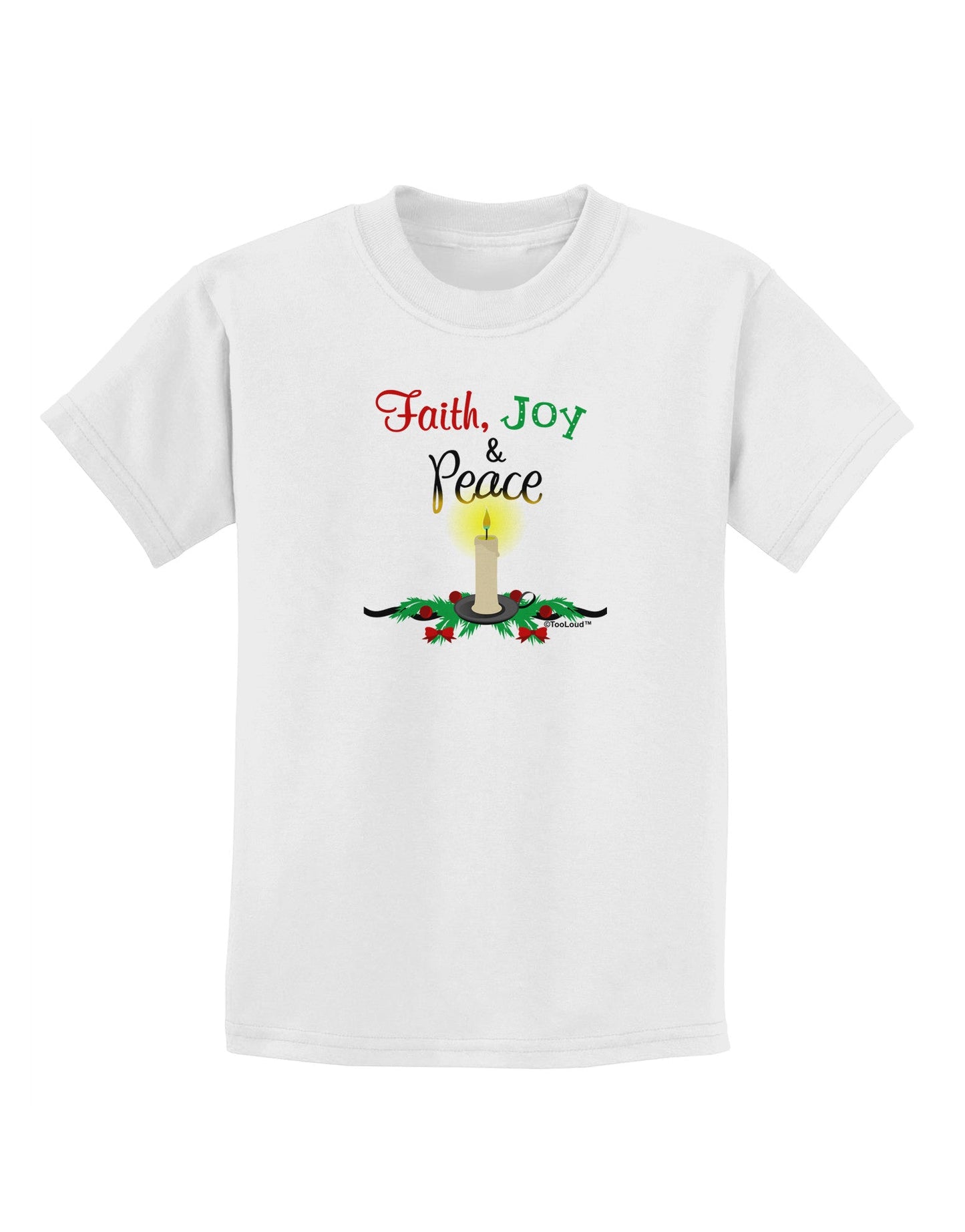 Christmas Candle with Text Childrens T-Shirt-Childrens T-Shirt-TooLoud-White-X-Small-Davson Sales