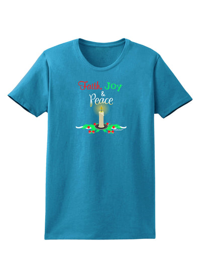 Christmas Candle with Text Womens Dark T-Shirt-TooLoud-Turquoise-X-Small-Davson Sales