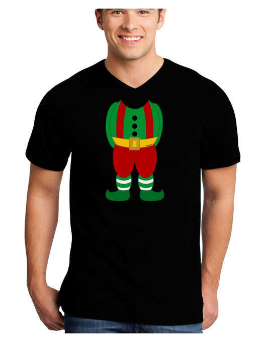 Christmas Elf Boy Character Body Adult Dark V-Neck T-Shirt-TooLoud-Black-Small-Davson Sales