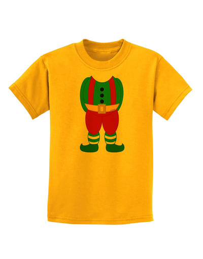 Christmas Elf Boy Character Body Childrens T-Shirt-Childrens T-Shirt-TooLoud-Gold-X-Small-Davson Sales