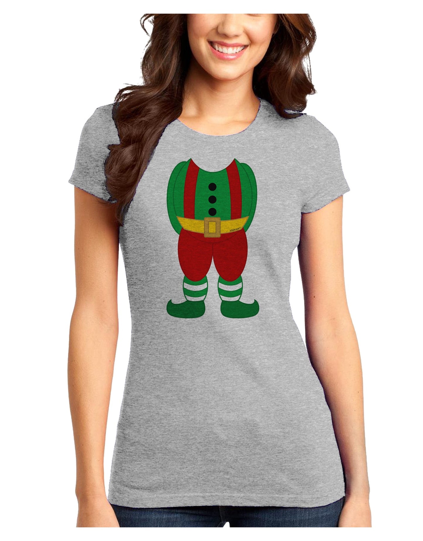 Christmas Elf Boy Character Body Juniors T-Shirt-Womens Juniors T-Shirt-TooLoud-Ash-Gray-Juniors Fitted X-Small-Davson Sales