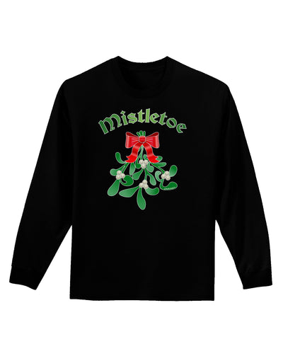 Christmas Kiss Mistletoe Adult Long Sleeve Dark T-Shirt-TooLoud-Black-Small-Davson Sales