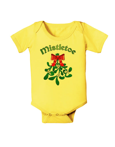 Christmas Kiss Mistletoe Baby Romper Bodysuit-Baby Romper-TooLoud-Yellow-06-Months-Davson Sales