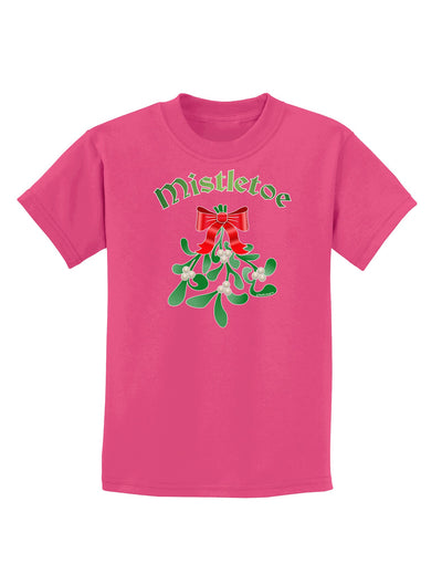 Christmas Kiss Mistletoe Childrens Dark T-Shirt-Childrens T-Shirt-TooLoud-Sangria-X-Small-Davson Sales