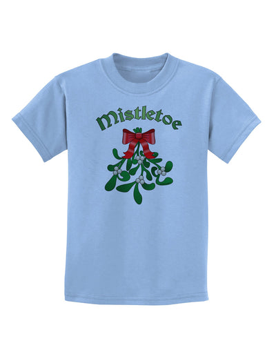Christmas Kiss Mistletoe Childrens T-Shirt-Childrens T-Shirt-TooLoud-Light-Blue-X-Small-Davson Sales