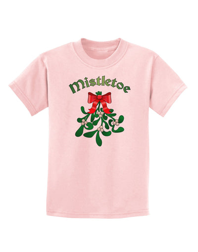 Christmas Kiss Mistletoe Childrens T-Shirt-Childrens T-Shirt-TooLoud-PalePink-X-Small-Davson Sales