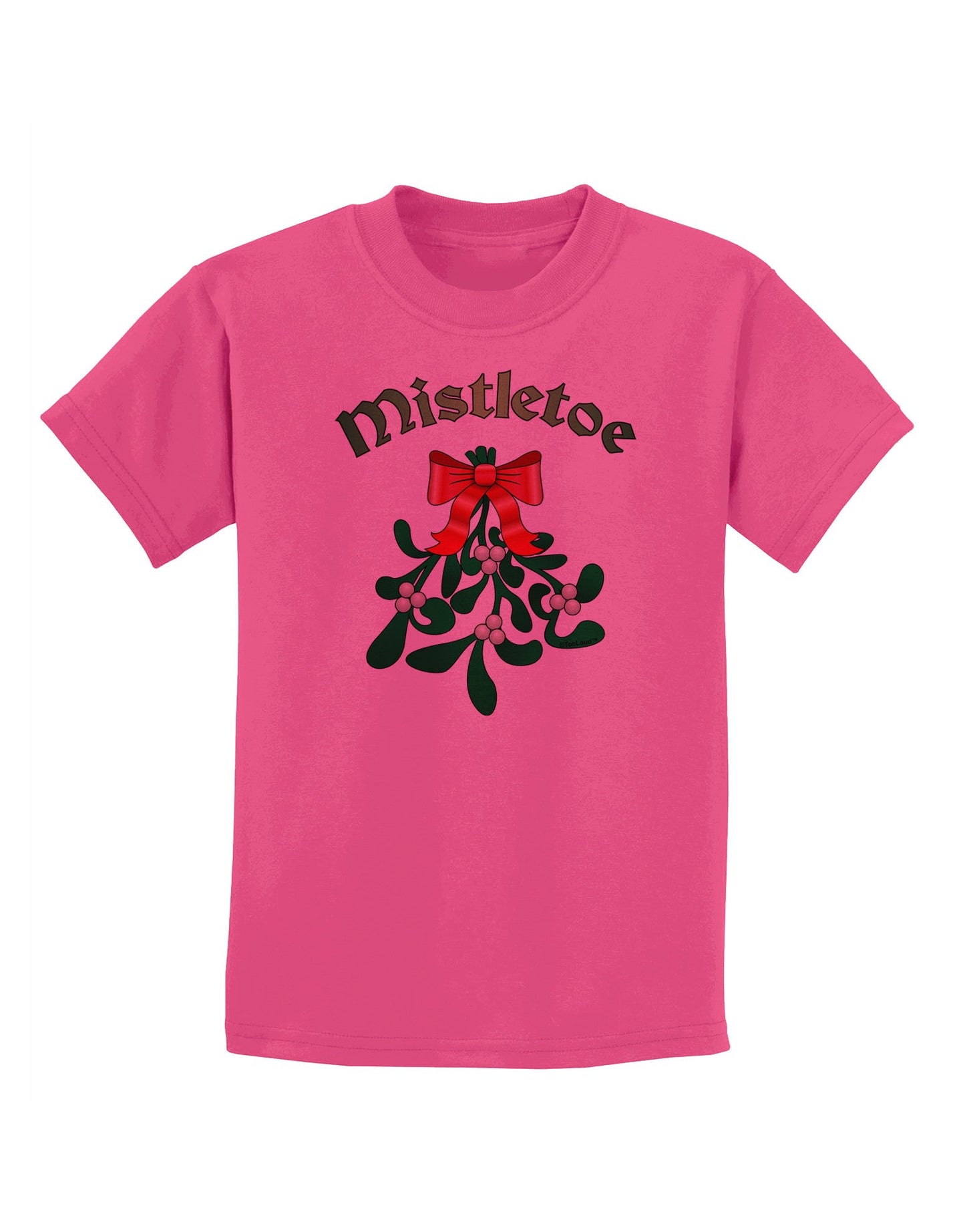 Christmas Kiss Mistletoe Childrens T-Shirt-Childrens T-Shirt-TooLoud-Sangria-X-Small-Davson Sales