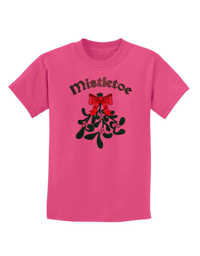 Christmas Kiss Mistletoe Childrens T-Shirt-Childrens T-Shirt-TooLoud-Sangria-X-Small-Davson Sales