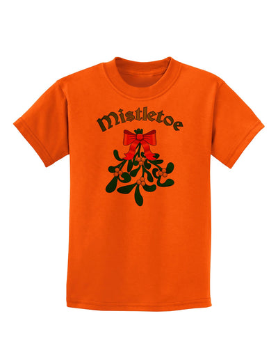 Christmas Kiss Mistletoe Childrens T-Shirt-Childrens T-Shirt-TooLoud-Orange-X-Small-Davson Sales