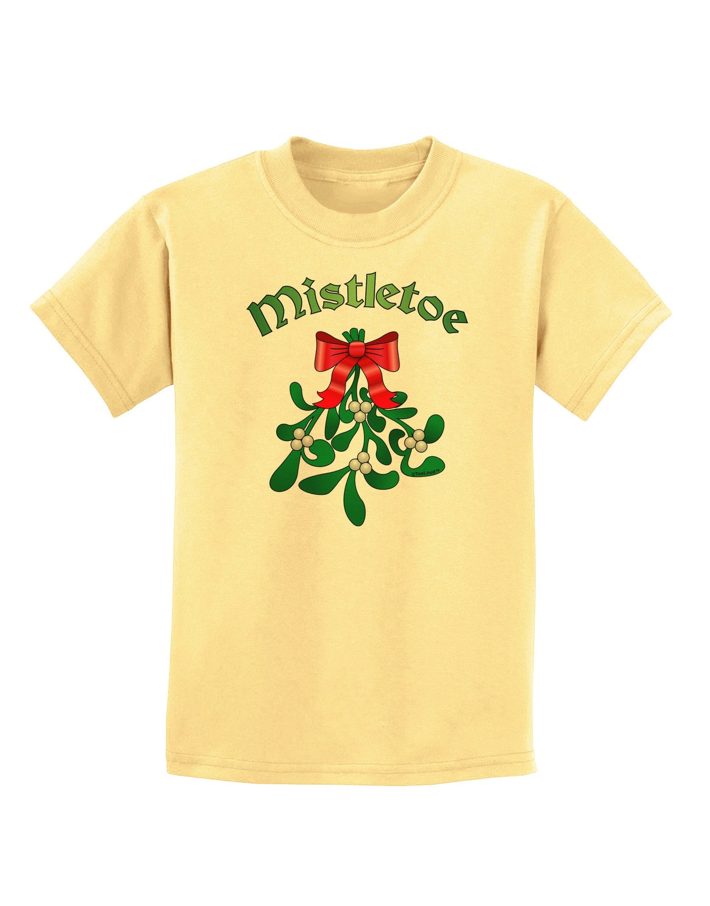 Christmas Kiss Mistletoe Childrens T-Shirt-Childrens T-Shirt-TooLoud-Daffodil-Yellow-X-Small-Davson Sales