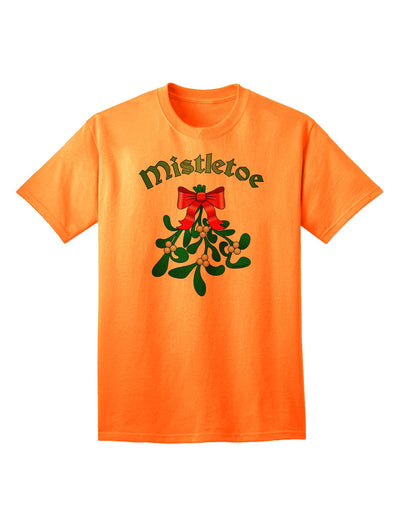 Christmas Kiss Mistletoe - Premium Adult T-Shirt for Festive Season-Mens T-shirts-TooLoud-Neon-Orange-Small-Davson Sales