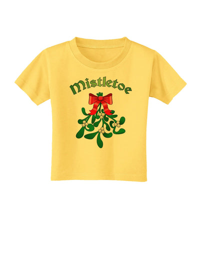 Christmas Kiss Mistletoe Toddler T-Shirt-Toddler T-Shirt-TooLoud-Yellow-2T-Davson Sales