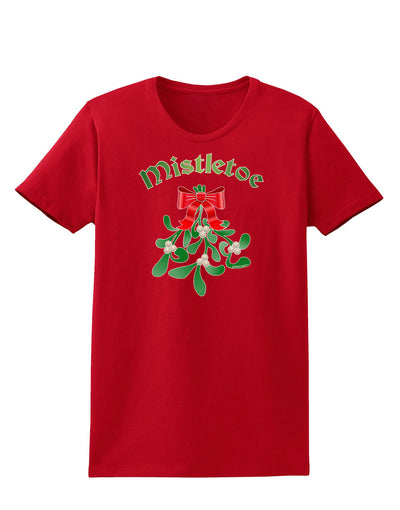 Christmas Kiss Mistletoe Womens Dark T-Shirt-TooLoud-Red-X-Small-Davson Sales