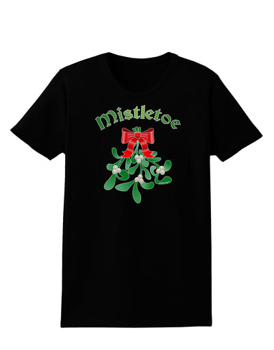 Christmas Kiss Mistletoe Womens Dark T-Shirt-TooLoud-Black-X-Small-Davson Sales