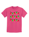 Christmas Lights Red and Green Childrens Dark T-Shirt-Childrens T-Shirt-TooLoud-Sangria-X-Small-Davson Sales