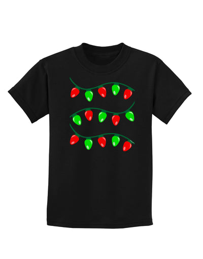 Christmas Lights Red and Green Childrens Dark T-Shirt-Childrens T-Shirt-TooLoud-Black-X-Small-Davson Sales