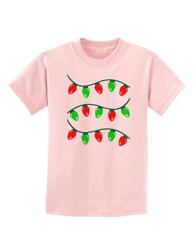 Christmas Lights Red and Green Childrens T-Shirt-Childrens T-Shirt-TooLoud-PalePink-X-Small-Davson Sales