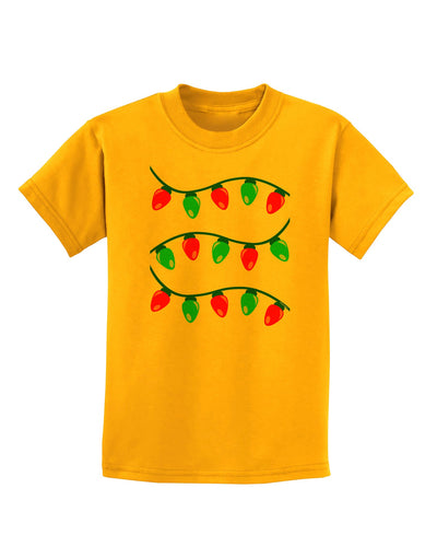 Christmas Lights Red and Green Childrens T-Shirt-Childrens T-Shirt-TooLoud-Gold-X-Small-Davson Sales