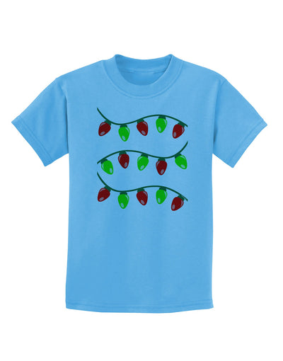 Christmas Lights Red and Green Childrens T-Shirt-Childrens T-Shirt-TooLoud-Aquatic-Blue-X-Small-Davson Sales