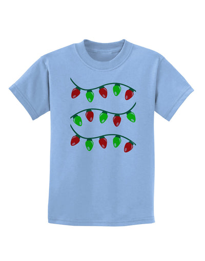 Christmas Lights Red and Green Childrens T-Shirt-Childrens T-Shirt-TooLoud-Light-Blue-X-Small-Davson Sales