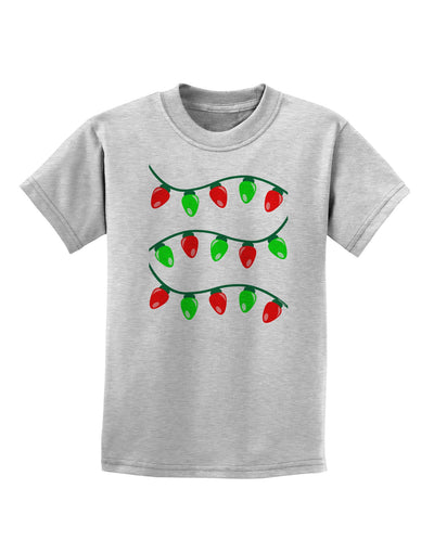 Christmas Lights Red and Green Childrens T-Shirt-Childrens T-Shirt-TooLoud-AshGray-X-Small-Davson Sales