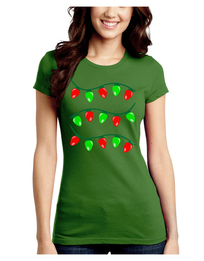 Christmas Lights Red and Green Juniors Crew Dark T-Shirt-T-Shirts Juniors Tops-TooLoud-Kiwi-Green-Juniors Fitted Small-Davson Sales