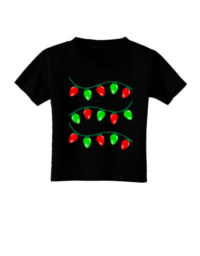 Christmas Lights Red and Green Toddler T-Shirt Dark-Toddler T-Shirt-TooLoud-Black-2T-Davson Sales