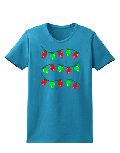 Christmas Lights Red and Green Womens Dark T-Shirt-TooLoud-Turquoise-X-Small-Davson Sales